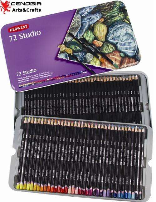 Derwent Studio Colored Pencils, 3.4mm Core, Metal Tin, 72 Count (32201)