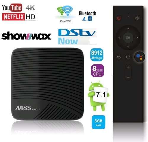 MeCOOL M8S Pro L (3GB/32 GB) Android 7.1 TV Box with Voice Control Remote l** DSTV Now preloaded