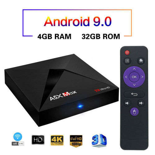 A5X Max Android 9.0 TV Box (4GB RAM/ 32GB ROM) **+ FREE Wireless Mini Keyboard !! **DSTV Now,Netflix