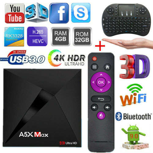 A5X Max Android 9.0 TV Box (4GB RAM/ 32GB ROM) **+ FREE Wireless Mini Keyboard !! **DSTV Now,Netflix