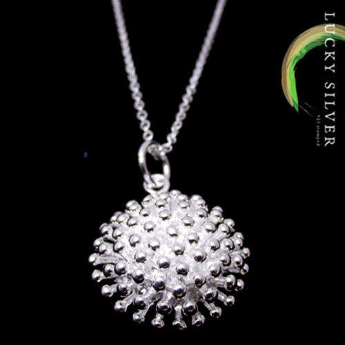 HUGELY POPULAR!!! 925 Sterling Silver EP SEA URCHIN Penant & Necklace! IN STOCK!