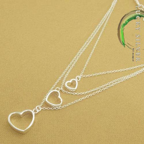 Silver 3-Strand Heart Necklace - Ready to Ship