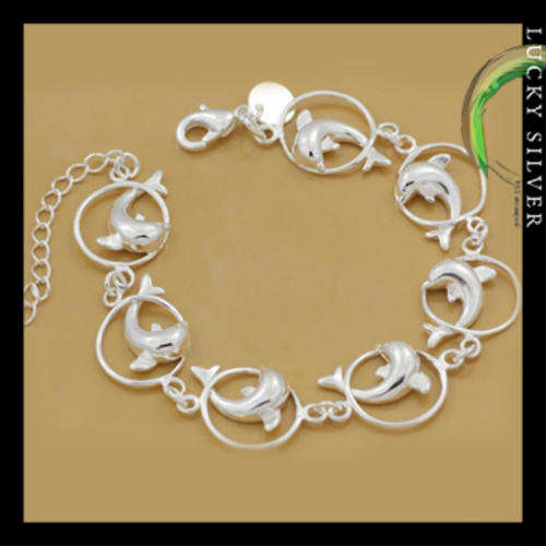 Silver Dolphin Link Bracelet