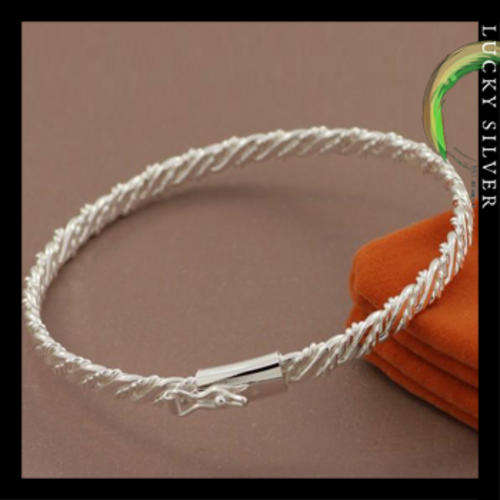 Silver Weave Pattern Bangle