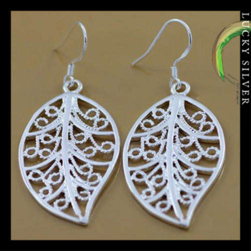 Silver Weave Leaf Earrings