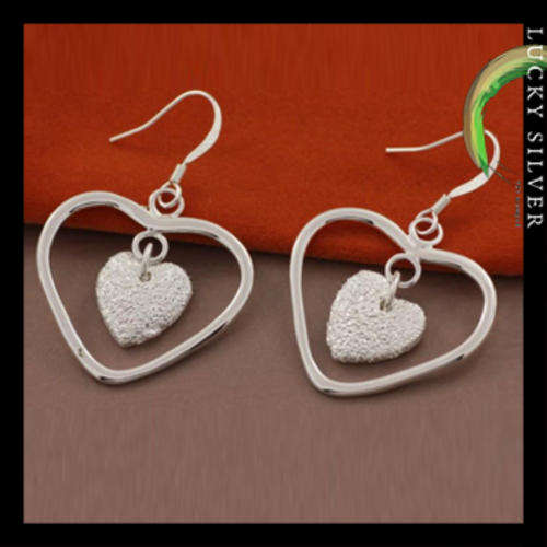 Silver Heart Hoop Earrings