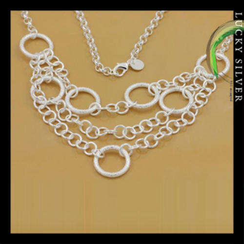 Elegant Silver Three Row Necklace