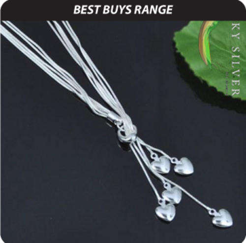 Silver Heart Lariat Necklace