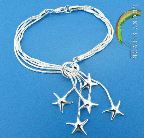 Silver 5-row Lariat Starfish Bracelet - (Delivery 3 - 5 Days)