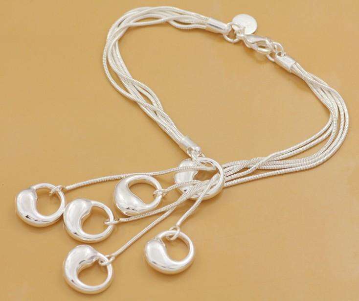 Silver 5-row Teardrop Lariat Bracelet - (Delivery 3 - 5 Days)