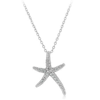 SOLID 925 STERLING SILVER CZ Encrusted Starfish Necklace *USA IMPORT*