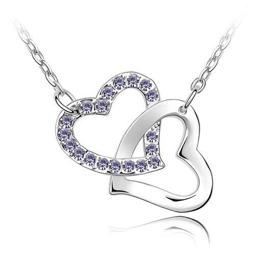 Austrian Crystal Amethyst Heart Necklace