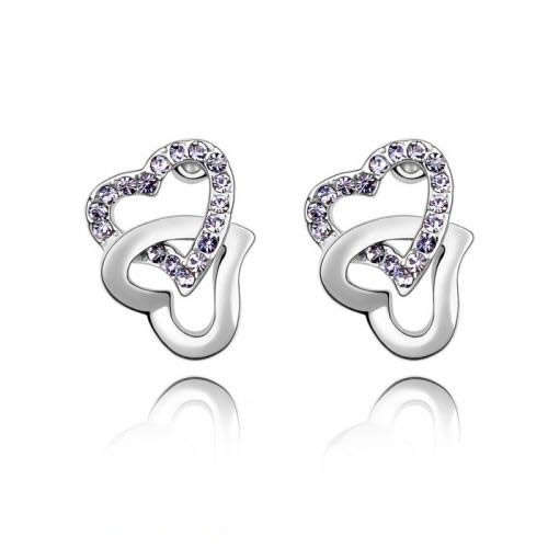 Austrian Crystal Amethyst Heart Earrings