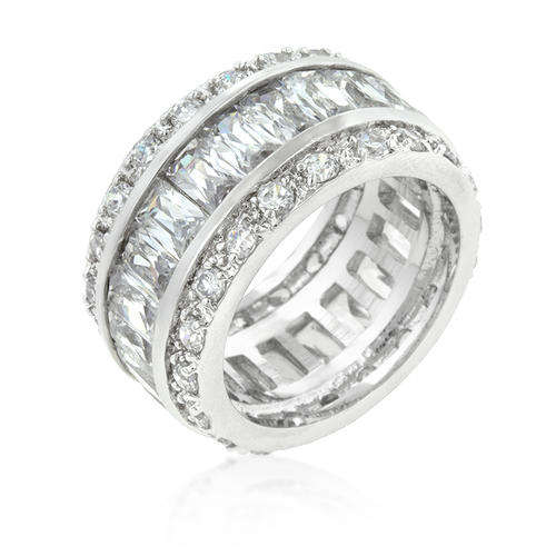 Wedding -Triple Row White CZ Eternity Ring*USA IMPORT*