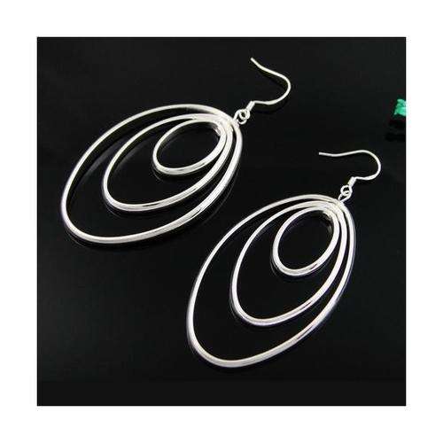 Silver tri-ring oval Earrings. Beautifull and elegant!! Buy Now!! LOCAL STOCK