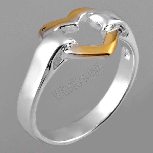 Silver Golden Heart Ring #8 Stunning and Simple!! Beautiful!! LOCAL STOCK ( ready to deliver)