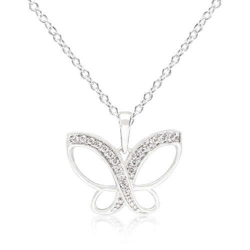 Silver Dainty Butterfly CZ Pendant Necklace *USA IMPORT* local stock
