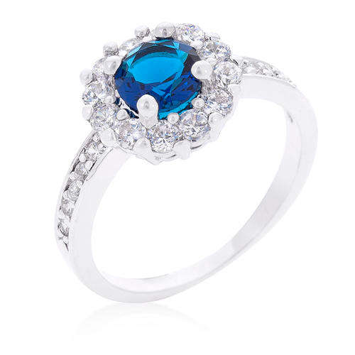 Sapphire Blue Halo Engagement Ring *USA IMPORT*