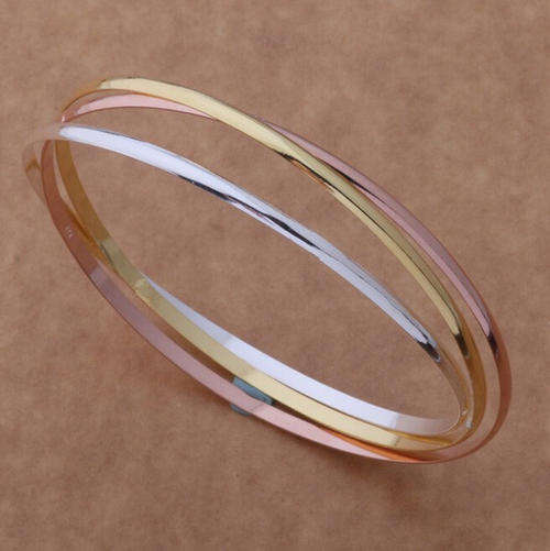 Sterling Silver-filled tri colour bangle Sale prices! LOCAL STOCK - AFFORDABLE COURIER DELIVERY