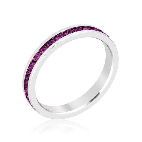 Stylish Stackables with Amethyst CZ Ring #8 *USA IMPORT* local Stock