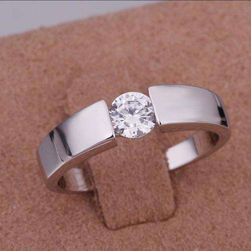 Platinum Plated Classic Imitation Diamond Ring #7 LOCAL STOCK