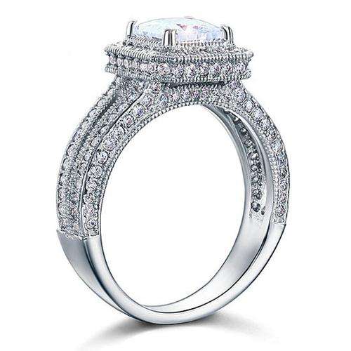 Wholesale Vintage Style 1.5 Ct Created Diamond Solid 925 Sterling Silver Wedding ring