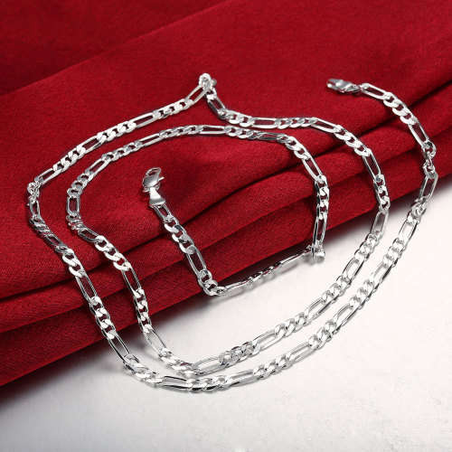 Sterling Silver - filled Figaro Necklace 4mm Unisex  LOCAL STOCK
