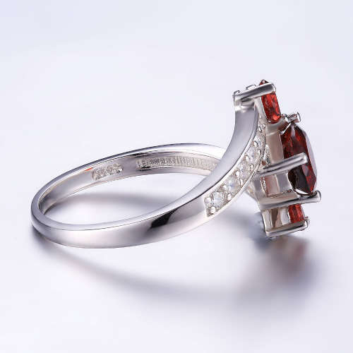 Genuine Garnet Gemstone Ring Solid .925 Sterling Silver