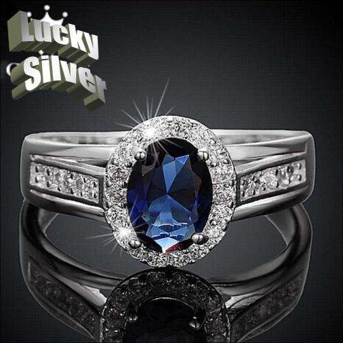 SILVER DESIGNER SAPPHIRE RING SIZE 7 and 8