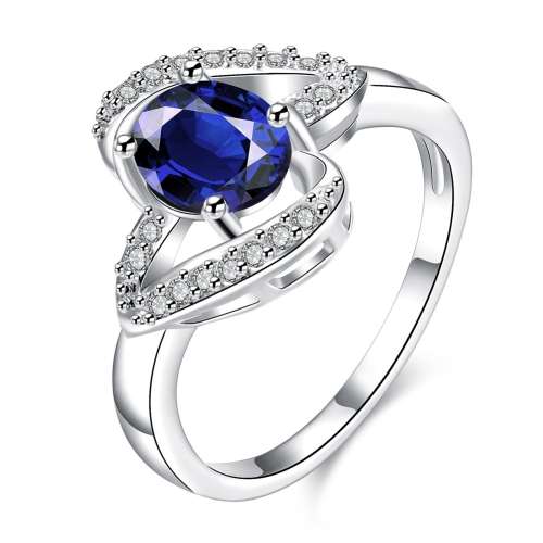 Fantastic price!! Sterling Silver - filled Sapphire  Ring with simulated diamonds at LOW LOW price