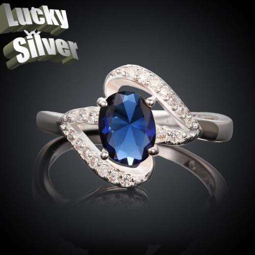 Fantastic price!! Sterling Silver - filled Sapphire  Ring with simulated diamonds at LOW LOW price