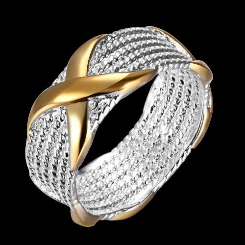 Silver and Gold Cross Designer Ring #8 LOCAL STOCK