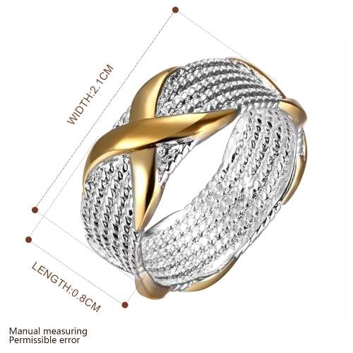 Silver and Gold Cross Designer Ring #8 LOCAL STOCK