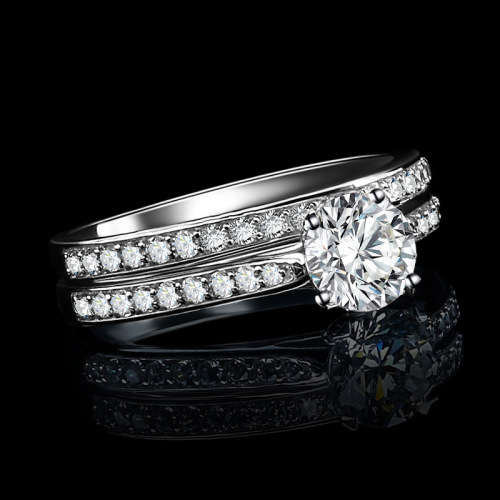 Fantastic price!! Sterling Silver - filled Engagement Wedding Ring Set with simulated diamonds #6-9