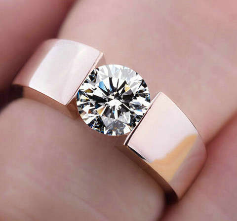 Fantastic price!! Rose Gold White Gold - filled  Unisex Wedding Ring with simulated diamonds #6-9