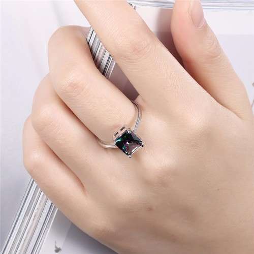 Fantastic price!! Sterling Silver - filled Ring with Simulated Mystic Topaz Stone   Sizes 6-8
