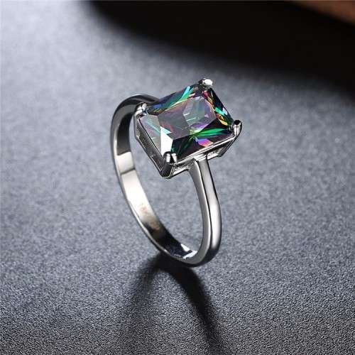 Fantastic price!! Sterling Silver - filled Ring with Simulated Mystic Topaz Stone   Sizes 6-8