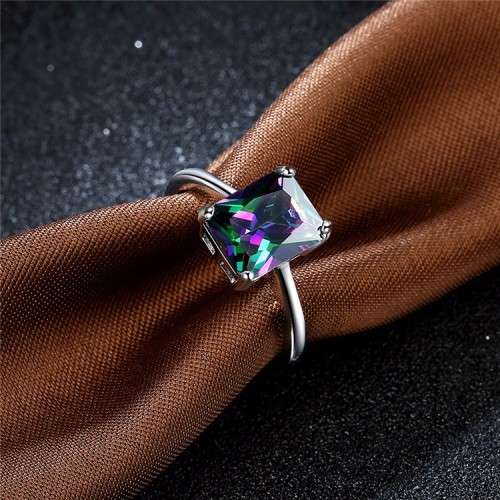 Fantastic price!! Sterling Silver - filled Ring with Simulated Mystic Topaz Stone   Sizes 6-8