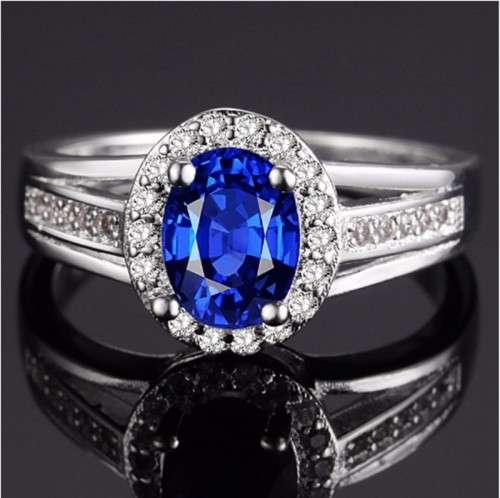 Fantastic price!! Sterling Silver - filled Sapphire Ring #6-9  with simulated diamonds at LOW price