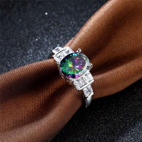 Fantastic price!! Sterling Silver - filled Ring with Simulated Mystic Topaz Stone   Sizes 6-8
