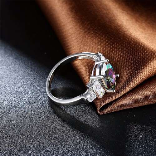 Fantastic price!! Sterling Silver - filled Ring with Simulated Mystic Topaz Stone   Sizes 6-8