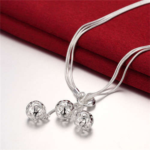 Sterling Silver-filled 3 string Filigree ball lariat Necklace LOCAL STOCK 3-5 days