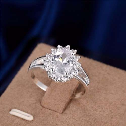 Sterling Silver - filled Ring with simulated diamonds size 7 LOCAL STOCK QUICK DELIVERY 3-5 DAY