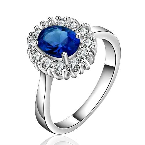 Sterling Silver - filled Ring with simulated diamonds size 8 LOCAL STOCK