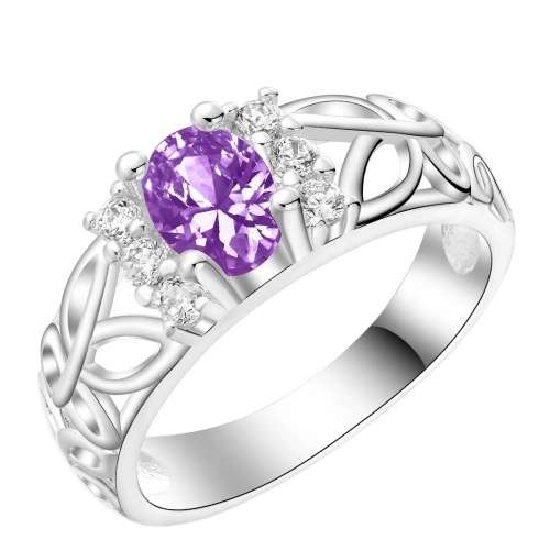 Sterling Silver - filled Ring with simulated diamonds size 8 LOCAL STOCK