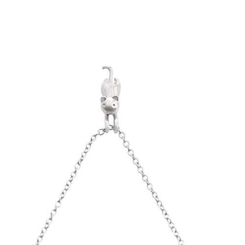 Sterling Silver filled hanging Cat Necklace