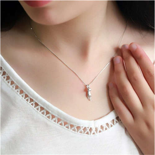 Sterling Silver filled hanging Cat Necklace