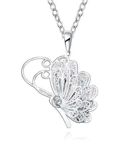 Silver Designer Delicate Butterfly Necklace