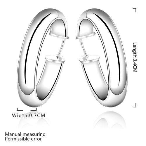 Silver Designer Large Round Hoop Earrings