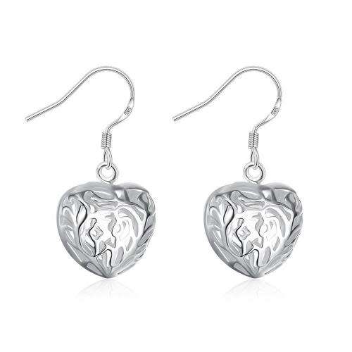 Silver Designer 3D heart Earrings Filigree